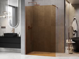 Mexen Kioto ścianka prysznicowa Walk-in 120 x 200 cm, brąz 8 mm, miedź szczotkowana - 800-120-101-65-32