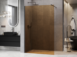 Mexen Kioto ścianka prysznicowa Walk-in 140 x 200 cm, brąz 8 mm, gun gray szczotkowany - 800-140-101-66-32