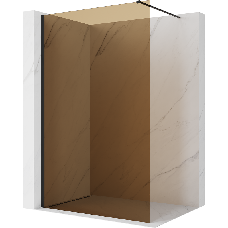 Mexen Kioto ścianka prysznicowa Walk-in 100 x 200 cm, brąz 8 mm, czarna - 800-100-101-70-32