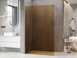 Mexen Kioto ścianka prysznicowa Walk-in 100 x 200 cm, brąz 8 mm, nikiel szczotkowany - 800-100-101-97-32