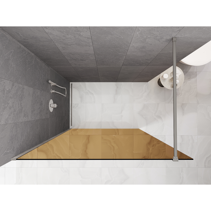 Mexen Kioto ścianka prysznicowa Walk-in 140 x 200 cm, brąz 8 mm, nikiel szczotkowany - 800-140-101-97-32