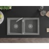 Mexen Mario zlewozmywak granitowy 2-komorowy z baterią kuchenną Telma, szary - 6504-71-670200-00
