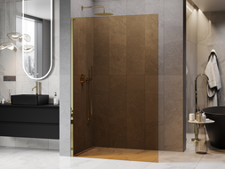Mexen Kioto L ścianka prysznicowa Walk-in 90 x 200 cm, brąz, złota - 800-090-103-50-32