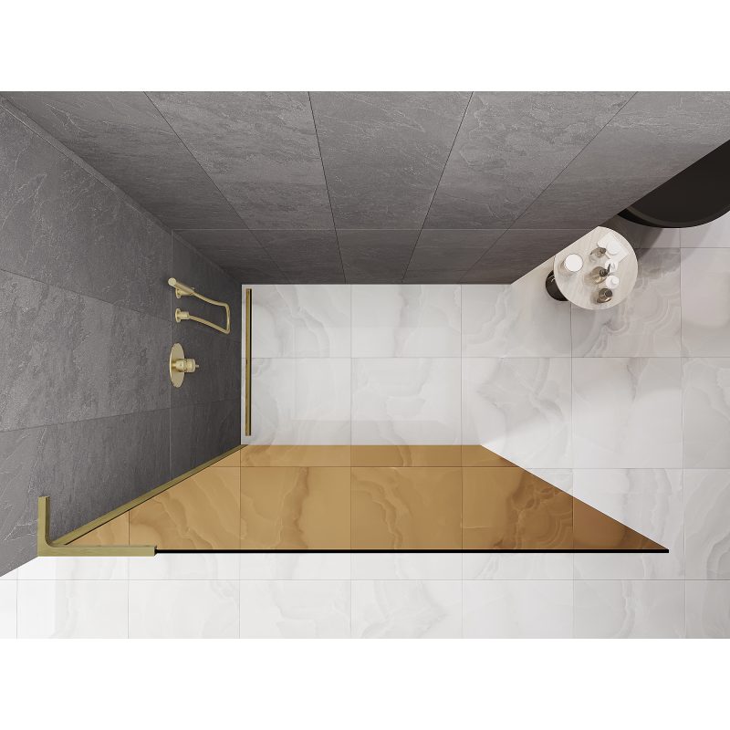 Mexen Kioto L ścianka prysznicowa Walk-in 120 x 200 cm, brąz, złota szczotkowana - 800-120-103-55-32