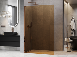 Mexen Kioto L ścianka prysznicowa Walk-in 80 x 200 cm, brąz, różowe złoto - 800-080-103-60-32