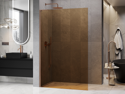 Mexen Kioto L ścianka prysznicowa Walk-in 100 x 200 cm, brąz, miedź szczotkowana - 800-100-103-65-32