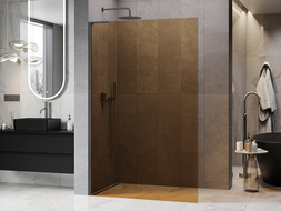 Mexen Kioto L ścianka prysznicowa Walk-in 100 x 200 cm, brąz, gun gray szczotkowany - 800-100-103-66-32