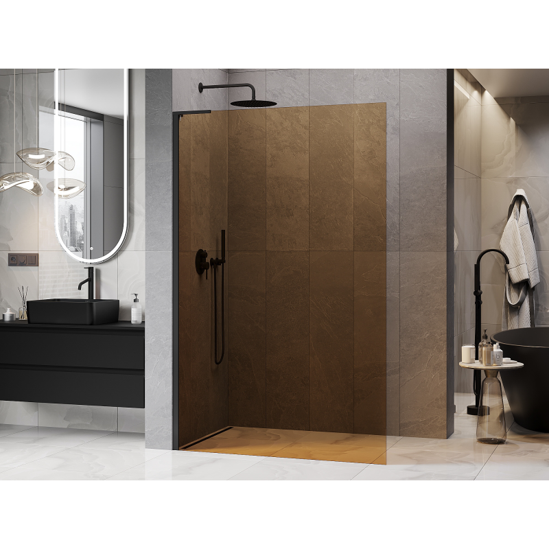 Mexen Kioto L ścianka prysznicowa Walk-in 100 x 200 cm, brąz, czarna - 800-100-103-70-32