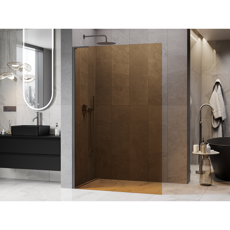 Mexen Kioto L ścianka prysznicowa Walk-in 80 x 200 cm, brąz, gun metal - 800-080-103-95-32