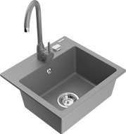 Mexen Milo zlewozmywak granitowy 1-komorowy z baterią kuchenną Telma, szary - 6505-71-670200-71