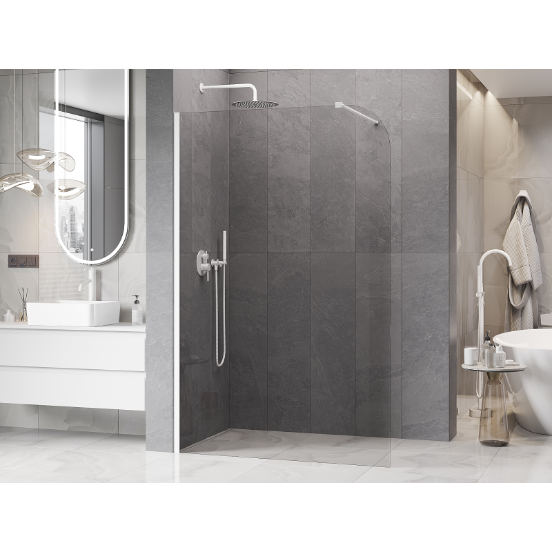 Mexen Kioto-P ścianka prysznicowa Walk-in 120 x 200 cm, transparent 8 mm, biała - 800-120-101-20-00-P