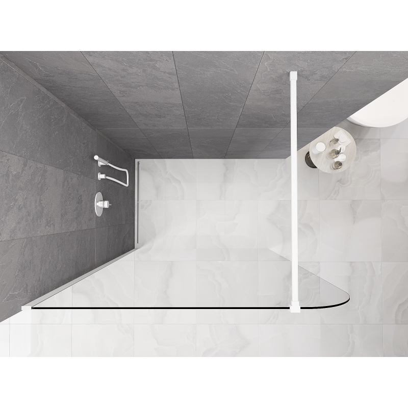 Mexen Kioto-P ścianka prysznicowa Walk-in 120 x 200 cm, transparent 8 mm, biała - 800-120-101-20-00-P