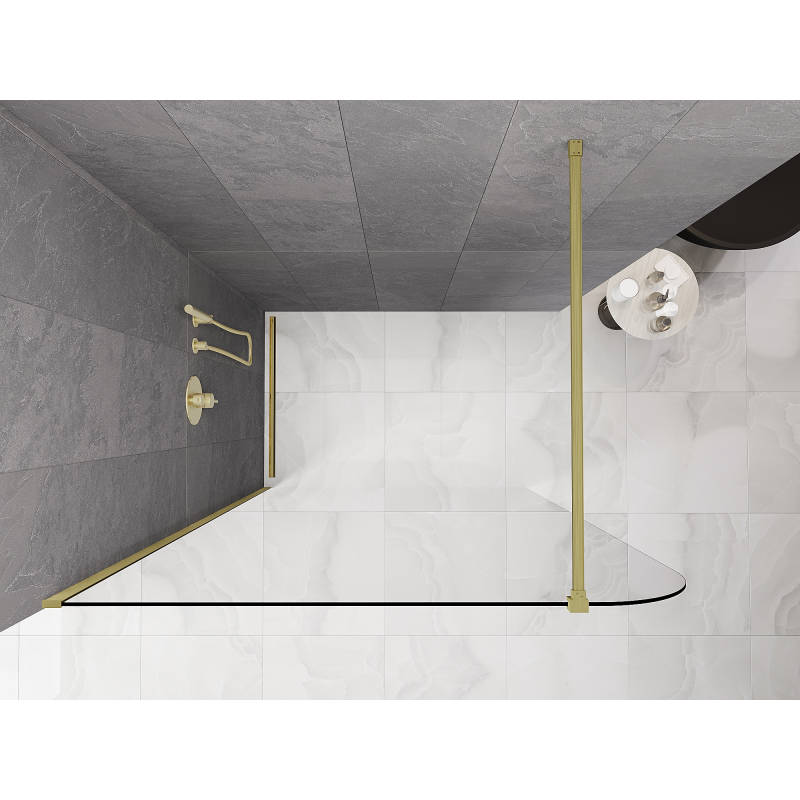 Mexen Kioto-P ścianka prysznicowa Walk-in 70 x 200 cm, transparent 8 mm, złota - 800-070-101-50-00-P