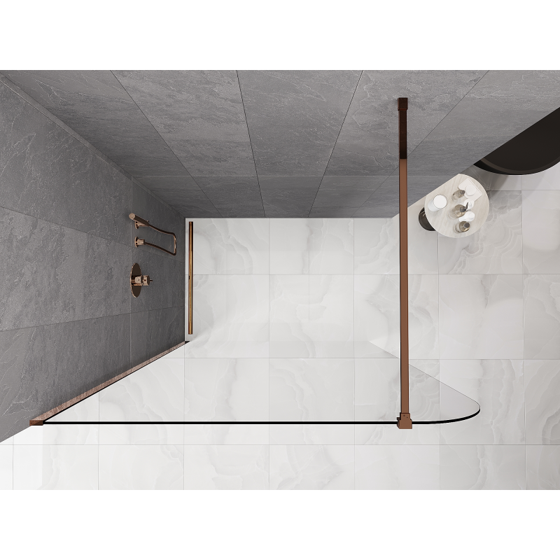 Mexen Kioto-P ścianka prysznicowa Walk-in 100 x 200 cm, transparent 8 mm, różowe złoto - 800-100-101-60-00-P