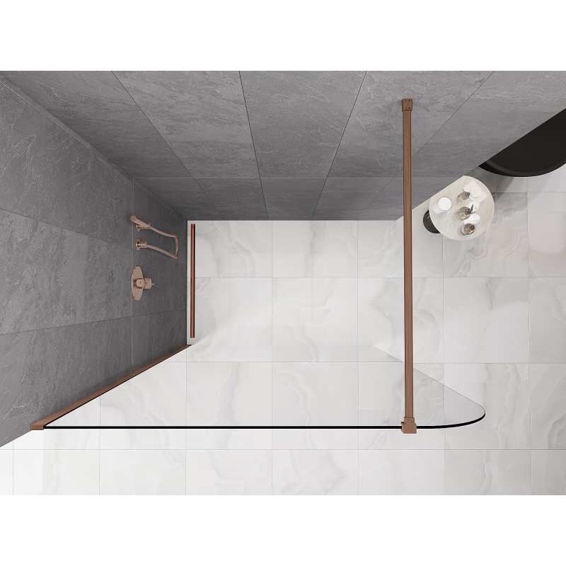 Mexen Kioto-P ścianka prysznicowa Walk-in 90 x 200 cm, transparent 8 mm, miedź szczotkowana - 800-090-101-65-00-P