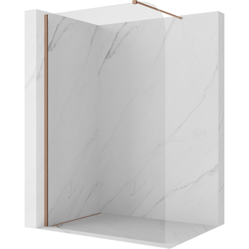 Mexen Kioto-P ścianka prysznicowa Walk-in 130 x 200 cm, transparent 8 mm, miedź szczotkowana - 800-130-101-65-00-P