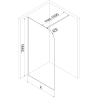 Mexen Kioto-P ścianka prysznicowa Walk-in 100 x 200 cm, transparent 8 mm, czarna - 800-100-101-70-00-P