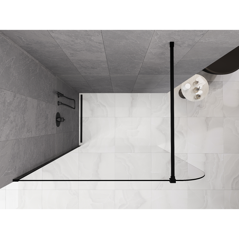 Mexen Kioto-P ścianka prysznicowa Walk-in 110 x 200 cm, transparent 8 mm, czarna - 800-110-101-70-00-P