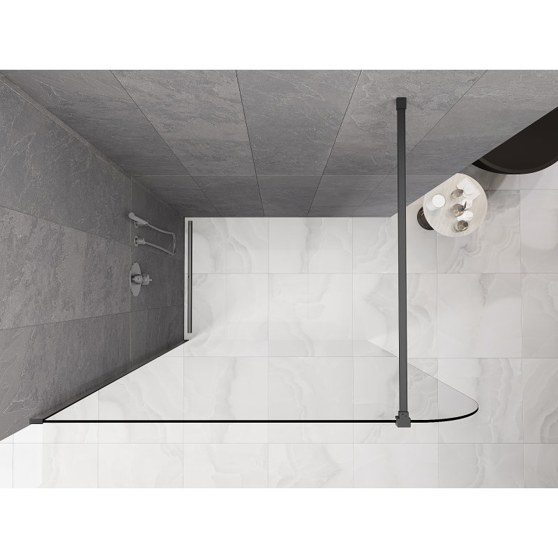 Mexen Kioto-P ścianka prysznicowa Walk-in 70 x 200 cm, transparent 8 mm, czarna - 800-070-101-70-00-P