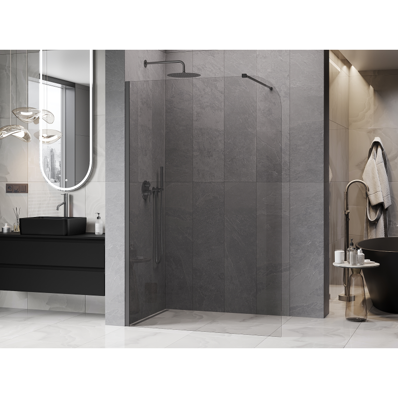 Mexen Kioto-P ścianka prysznicowa Walk-in 80 x 200 cm, transparent 8 mm, gun metal - 800-080-101-95-00-P