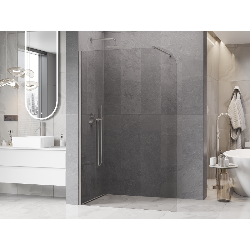 Mexen Kioto-P ścianka prysznicowa Walk-in 70 x 200 cm, transparent 8 mm, nikiel szczotkowany - 800-070-101-97-00-P