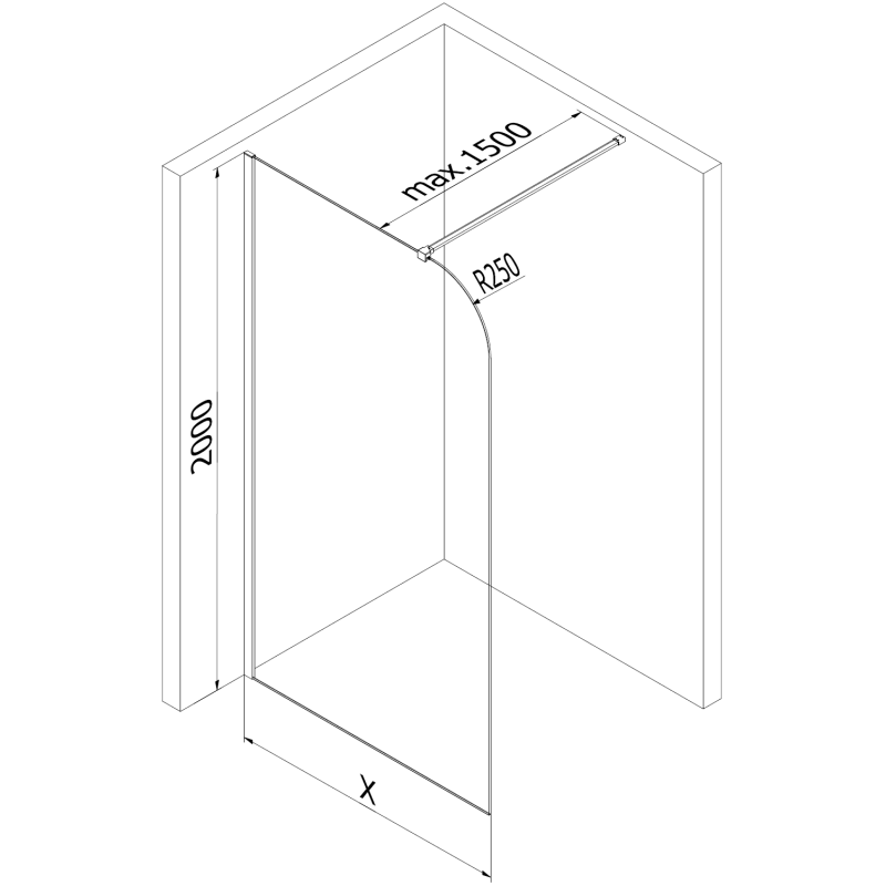 Mexen Kioto-P ścianka prysznicowa Walk-in 80 x 200 cm, transparent 8 mm, nikiel szczotkowany - 800-080-101-97-00-P