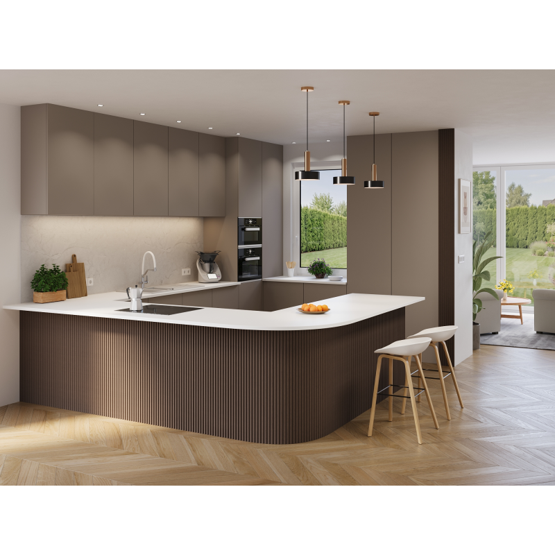 Mexen Ovalo 02 lamele ścienne ryflowane elastyczne 280 x 36 cm, fornir techniczny, Dąb Mocca - S130-280-02-045