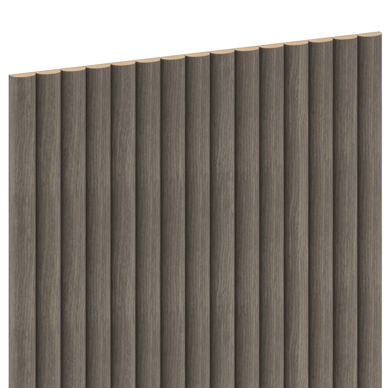Mexen Ovalo 03 lamele ścienne ryflowane elastyczne 280 x 36 cm, fornir techniczny, Szary Dąb - S130-280-03-043