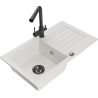 Mexen Pablo zlewozmywak granitowy 1-komorowy z ociekaczem i baterią kuchenną Duero, biały - 6510-20-671600-70