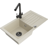 Mexen Pablo zlewozmywak granitowy 1-komorowy z ociekaczem i baterią kuchenną Duero, beżowy - 6510-69-671600-70