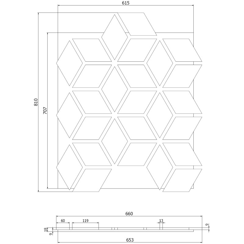 Mexen Form 02 próbka panelu ściennego akustycznego, filc 9 mm, fornir techniczny, Dąb Mocca - S111-02-045-S