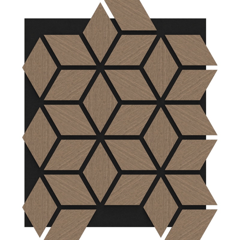 Mexen Form 02 próbka panelu ściennego akustycznego, filc 9 mm, fornir techniczny, Jasny Orzech - S111-02-047-S