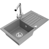 Mexen Pablo zlewozmywak granitowy 1-komorowy z ociekaczem i baterią kuchenną Duero, szary - 6510-71-671600-00