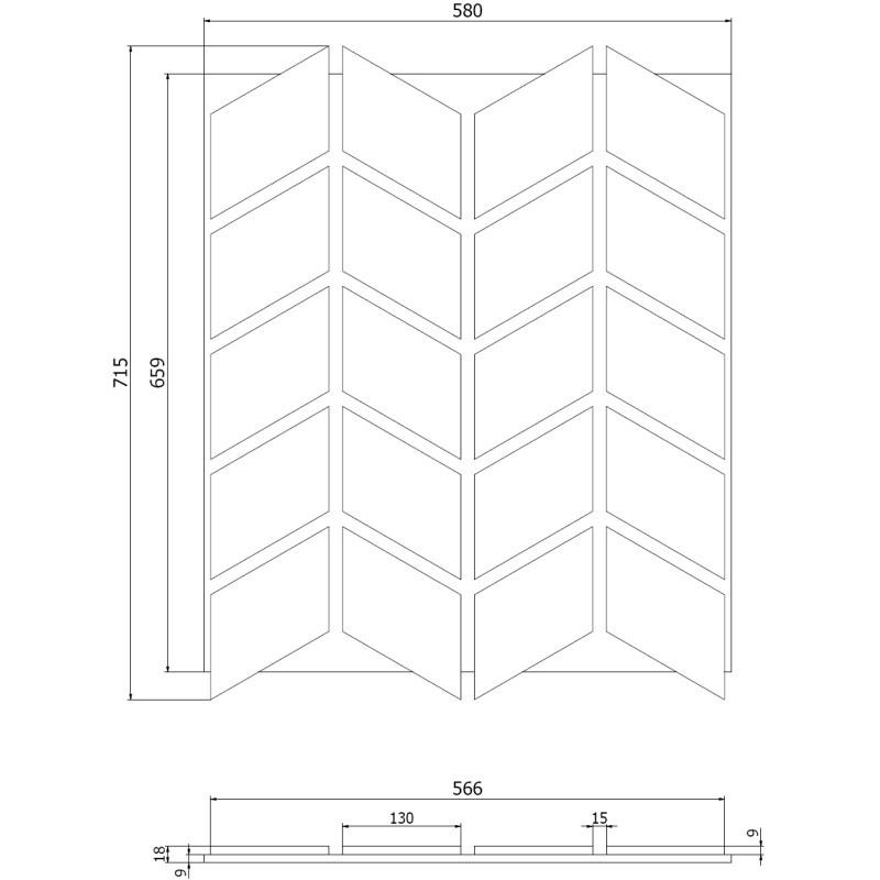 Mexen Form 03 próbka panelu ściennego akustycznego, filc 9 mm, fornir techniczny, Dąb Mocca - S111-03-045-S