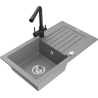 Mexen Pablo zlewozmywak granitowy 1-komorowy z ociekaczem i baterią kuchenną Duero, szary - 6510-71-671600-70