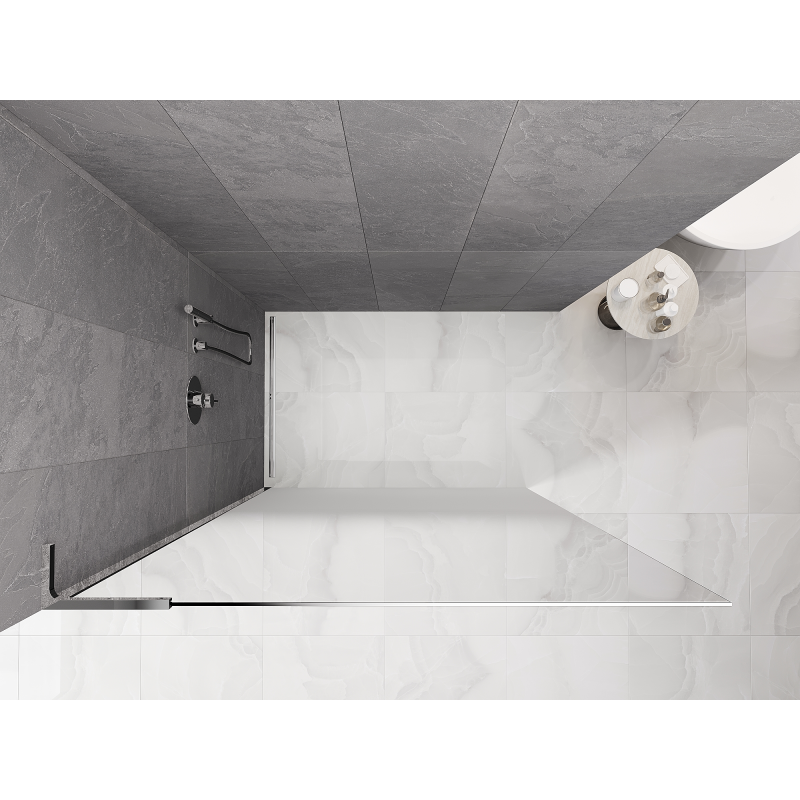 Mexen Kioto L ścianka prysznicowa Walk-in 100 x 200 cm, ombre biała 8 mm, chrom - 800-100-103-01-86