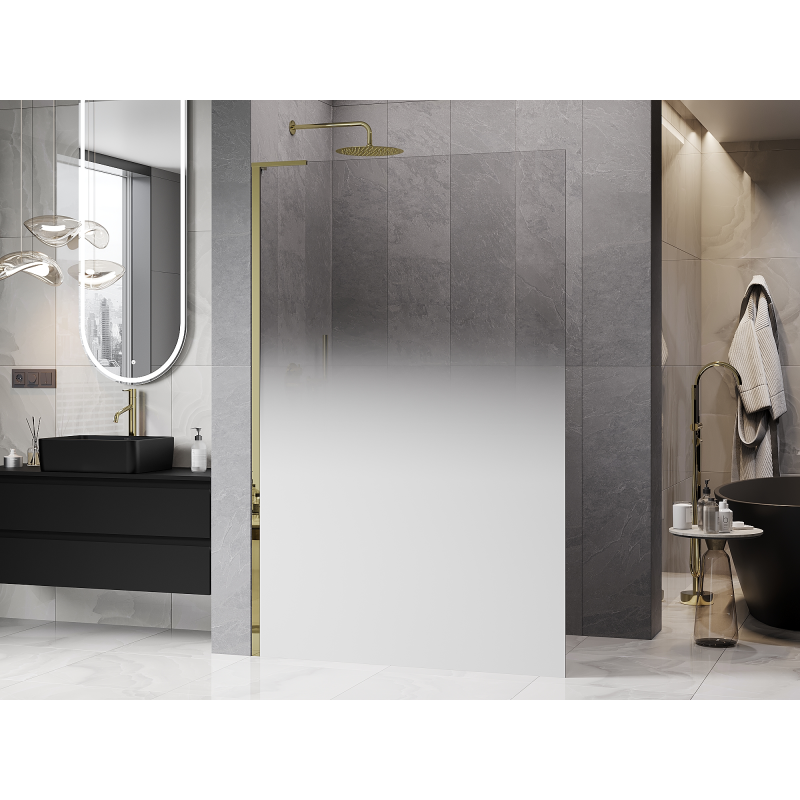Mexen Kioto L ścianka prysznicowa Walk-in 80 x 200 cm, ombre biała 8 mm, złota - 800-080-103-50-86