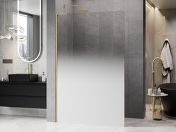 Mexen Kioto L ścianka prysznicowa Walk-in 120 x 200 cm, ombre biała 8 mm, złota szczotkowana - 800-120-103-55-86