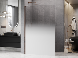 Mexen Kioto L ścianka prysznicowa Walk-in 100 x 200 cm, ombre biała 8 mm, różowe złoto - 800-100-103-60-86