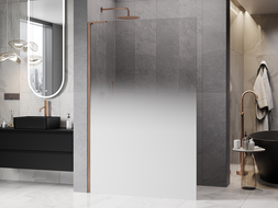 Mexen Kioto L ścianka prysznicowa Walk-in 110 x 200 cm, ombre biała 8 mm, miedź szczotkowana - 800-110-103-65-86
