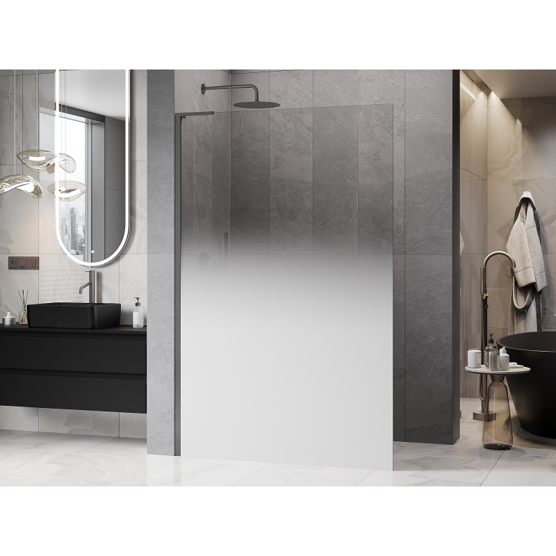 Mexen Kioto L ścianka prysznicowa Walk-in 100 x 200 cm, ombre biała 8 mm, gun metal - 800-100-103-95-86