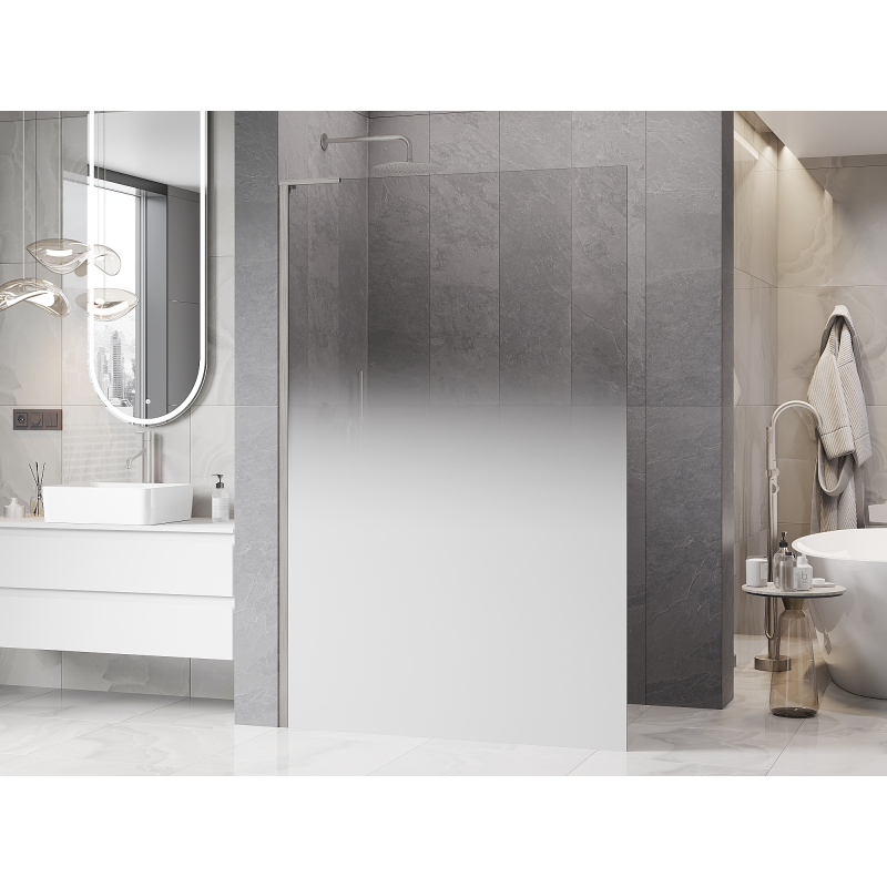 Mexen Kioto L ścianka prysznicowa Walk-in 80 x 200 cm, ombre biała 8 mm, nikiel szczotkowany - 800-080-103-97-86