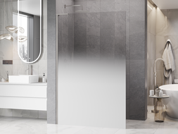Mexen Kioto L ścianka prysznicowa Walk-in 100 x 200 cm, ombre biała 8 mm, nikiel szczotkowany - 800-100-103-97-86