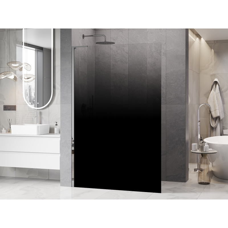 Mexen Kioto L ścianka prysznicowa Walk-in 100 x 200 cm, ombre czarna 8 mm, chrom - 800-100-103-01-76