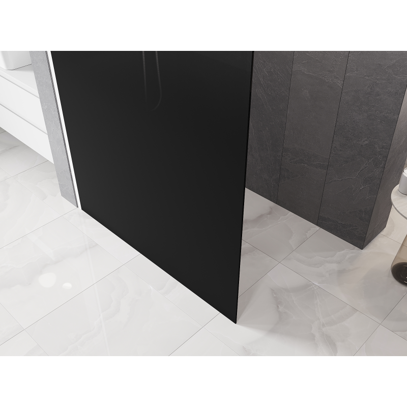 Mexen Kioto L ścianka prysznicowa Walk-in 100 x 200 cm, ombre czarna 8 mm, biała - 800-100-103-20-76