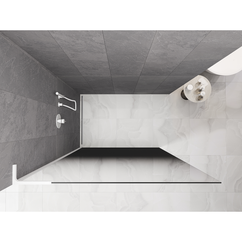 Mexen Kioto L ścianka prysznicowa Walk-in 100 x 200 cm, ombre czarna 8 mm, biała - 800-100-103-20-76