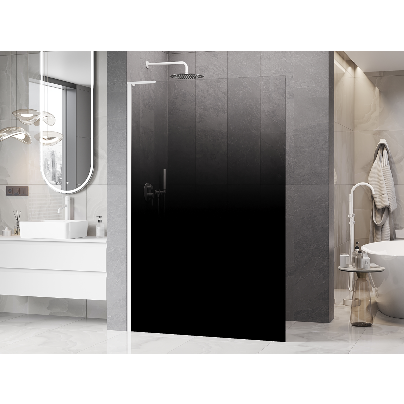 Mexen Kioto L ścianka prysznicowa Walk-in 120 x 200 cm, ombre czarna 8 mm, biała - 800-120-103-20-76