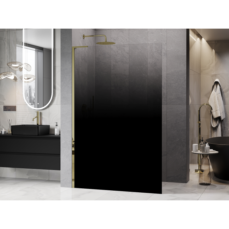 Mexen Kioto L ścianka prysznicowa Walk-in 90 x 200 cm, ombre czarna 8 mm, złota - 800-090-103-50-76