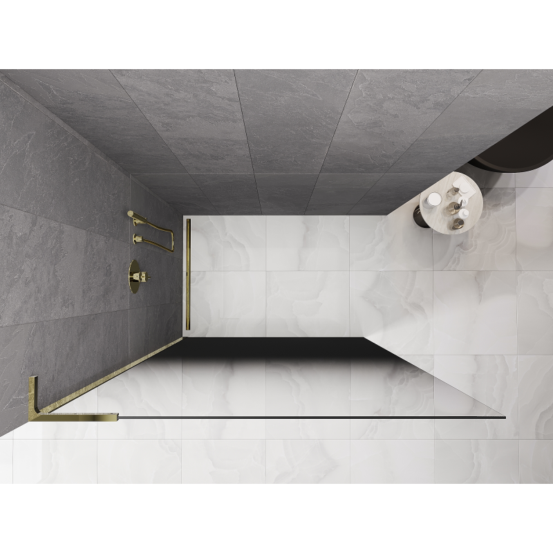 Mexen Kioto L ścianka prysznicowa Walk-in 90 x 200 cm, ombre czarna 8 mm, złota - 800-090-103-50-76