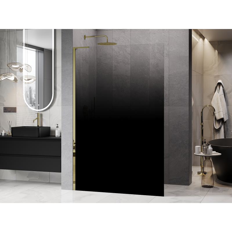 Mexen Kioto L ścianka prysznicowa Walk-in 110 x 200 cm, ombre czarna 8 mm, złota - 800-110-103-50-76